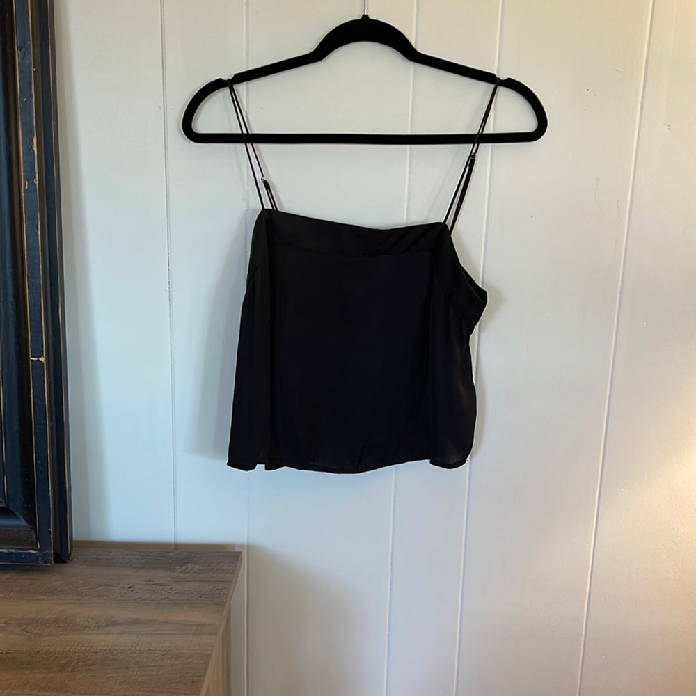 Black, silk, crop, urban outfitters, top